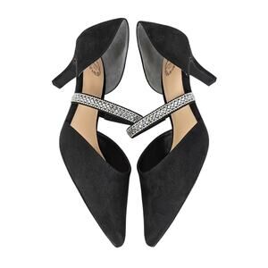 I.MILLER BRIANNA BLACK WOMEN’S SUEDE-LIKE STRAP HEEL – SIZE 8.5M – 3" HEEL